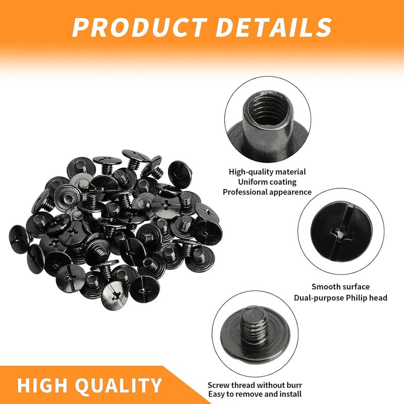 Begino 50pcs Chicago Screw M4x3mm Slotted Binding Screws for Rivet Book Binding,Black - Image 5